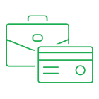 green icon of briefcase and credit card