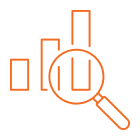 icon of graph and magnifying glass